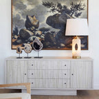Modern Centrally Hollowed Alabaster Table Lamp in Elegant Living Area