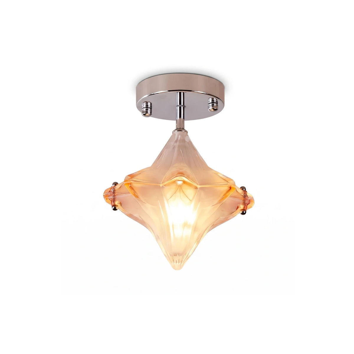 Illuminated Modern Faceted Glass Semi-Flush Mount Ceiling Light Studio Shot