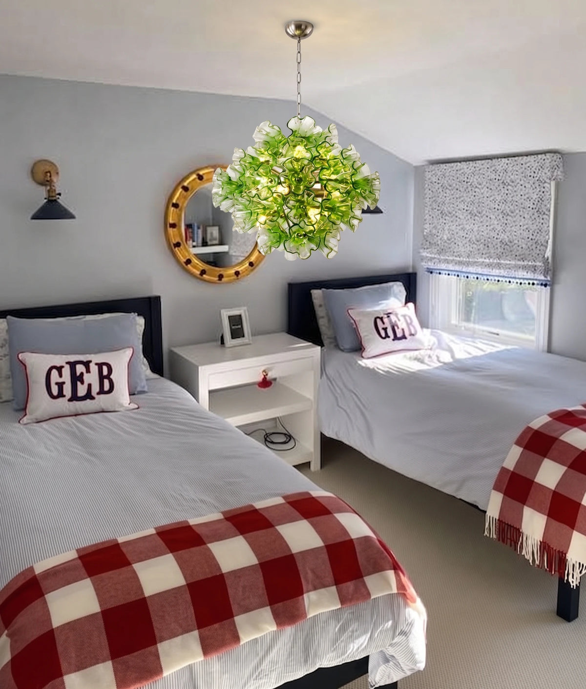 Modern Green Art Glass Pendant Light in Children Bedroom