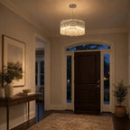 Modern Cylindrical Faceted Glass Ceiling Light in Entryway Foyer