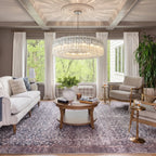 Modern Cascading Cylindrical Glass Chandelier in Living Room Interior