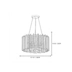 Modern Cascading Cylindrical Faceted Glass Ceiling Light Style A Line Art Dimension Diagram