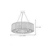 Modern Cascading Cylindrical Faceted Glass Ceiling Light Style C Line Art Dimension Diagram