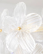 Close Up View of Faceted Crystal Flower Petals and Brass Hardware