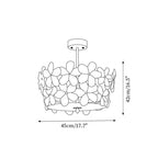 Modern Crystal Floral Art Glass Ceiling Light Style A Line Art Dimension Diagram