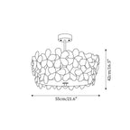 Modern Crystal Floral Art Glass Ceiling Light Style B Line Art Dimension Diagram