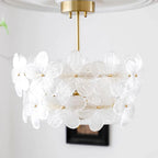 Illuminated Modern Crystal Floral Art Glass Flush Mount Ceiling Light Studio Shot
