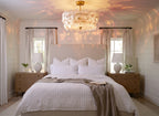 Modern Crystal Floral Ceiling Light in Master Bedroom Setting