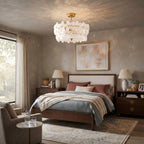 Modern Crystal Floral Art Glass Ceiling Light in Bedroom Interior