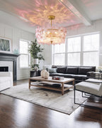 Modern Crystal Floral Flush Mount Ceiling Light in Bright Living Room