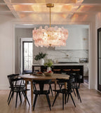 Modern Crystal Floral Art Glass Chandelier Over Dining Room Table