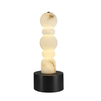 Modern Black Base and Stacked Sphere Alabaster Table Lamp on Pure White Background