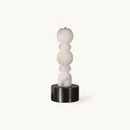 Modern Black Base Alabaster Table Lamp Off State Studio Shot on Pure White Background