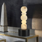 Modern Stacked Sphere Alabaster Table Lamp in Grand Foyer Setting
