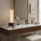 Modern Black Base Alabaster Table Lamp in Elegant Vanity Space