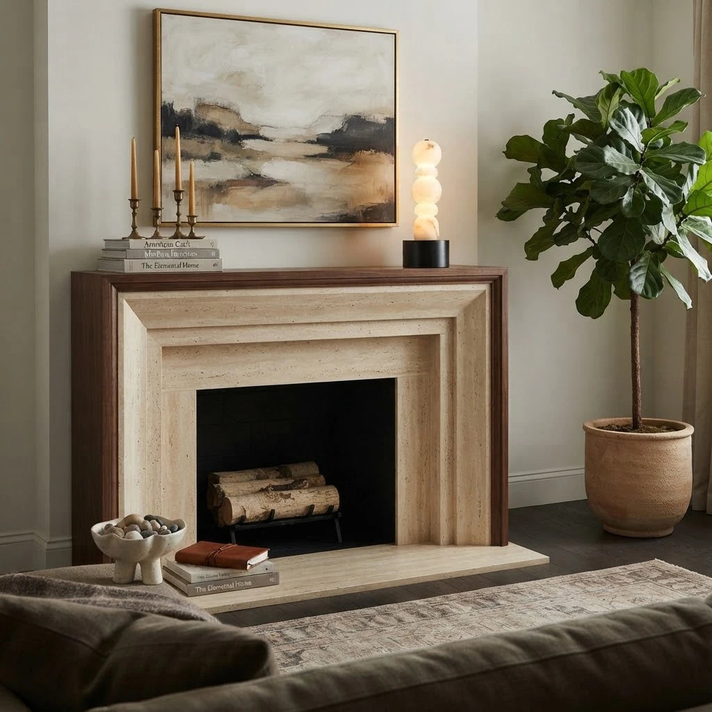 Modern Black Base Alabaster Table Lamp in Classic Living Space