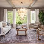 Modern White Flower Art Glass Chandelier in Bright Living Room