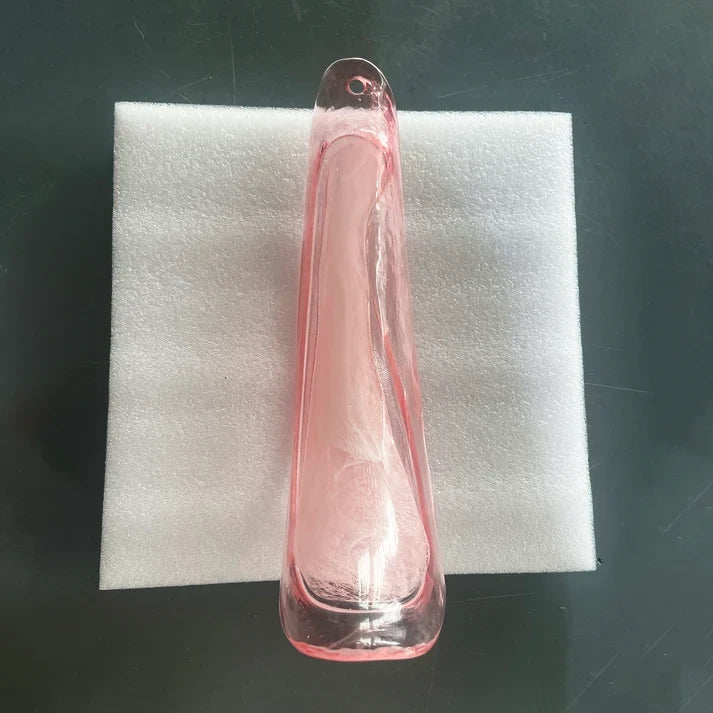 Close Up View of Pink and White Gradient Art Glass Flower Petal