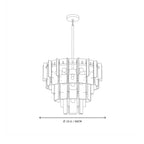 Modern Cascading Amber Faceted Glass Chandelier Style A Line Art Dimension Diagram