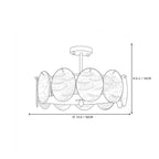 Modern Round Plate Art Glass Ceiling Light Style B Line Art Dimension Diagram