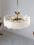 Illuminated Modern Round Plate Art Glass Flush Mount Ceiling Light Studio Shot