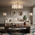 Modern Art Glass Flush Mount Ceiling Light in Living Room Interior