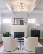 Modern Round Plate Art Glass Ceiling Light Over Fireplace Setting