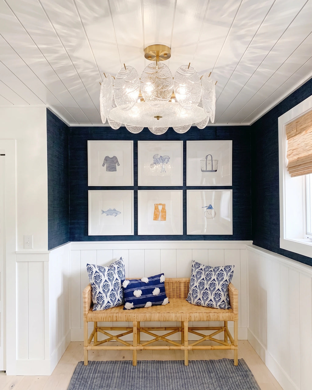 Modern Art Glass Flush Mount Ceiling Light in Hallway Foyer