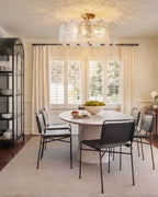 Modern Art Glass Flush Mount Ceiling Light Over Round Dining Table