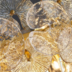 Close Up View of Textured Round Plate Art Glass Shades