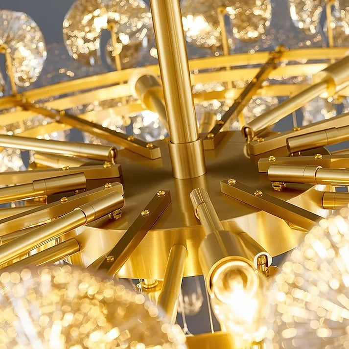 Detail View of Central Brass Stem and Bulb Sockets