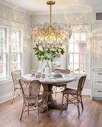 Modern Crystal Art Glass Chandelier Over Round Dining Table