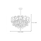 Modern Round Plate and Drop Crystal Chandelier Style B Line Art Dimension Diagram