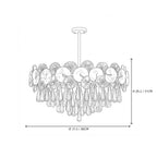 Modern Round Plate and Drop Crystal Chandelier Style C Line Art Dimension Diagram