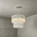 Side View of Illuminated Modern Cylindrical Faceted Glass Ceiling Light