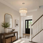 Modern Cylindrical Faceted Glass Ceiling Light in Hallway Foyer