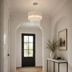 Modern Cascading Tiered Glass Ceiling Light in Entryway Corridor