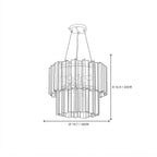 Modern Cascading Tiered Cylindrical Faceted Glass Ceiling Light Style A Line Art Dimension Diagram