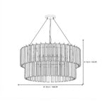 Modern Cascading Tiered Cylindrical Faceted Glass Ceiling Light Style D Line Art Dimension Diagram