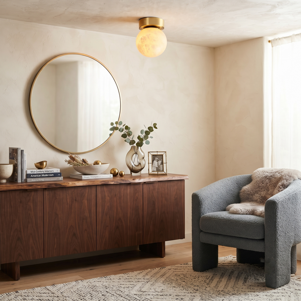 Selene Alabaster Globe Flush Mount