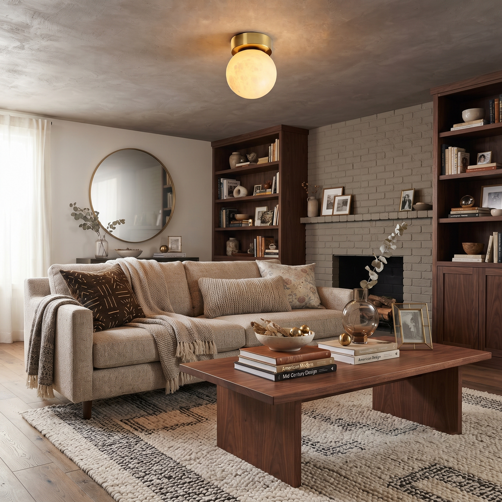 Selene Alabaster Globe Flush Mount