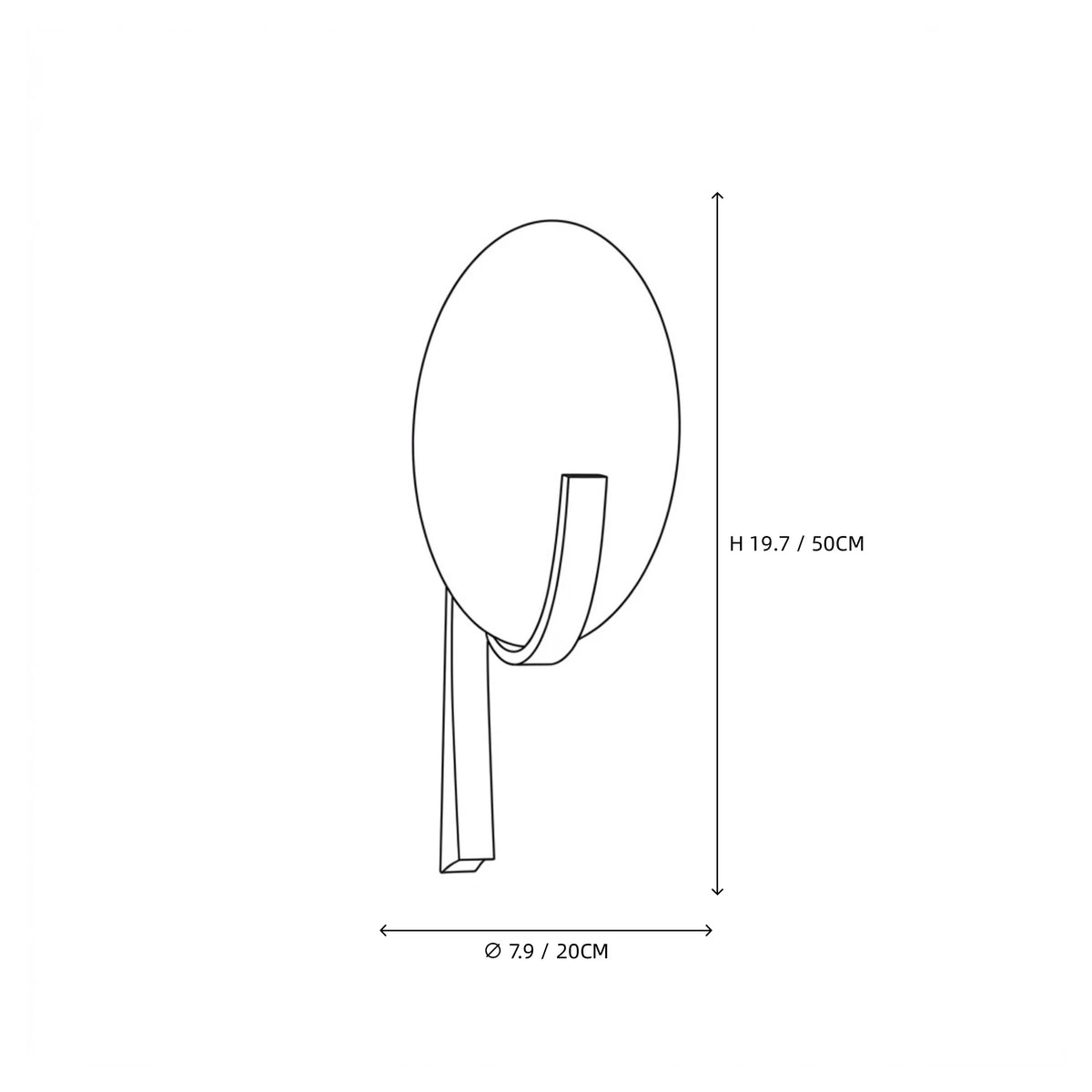 Modern Oval Alabaster Art Glass Wall Sconce Line Art Dimension Diagram