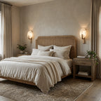 Modern Oval Alabaster Wall Sconces in Bedroom Setting