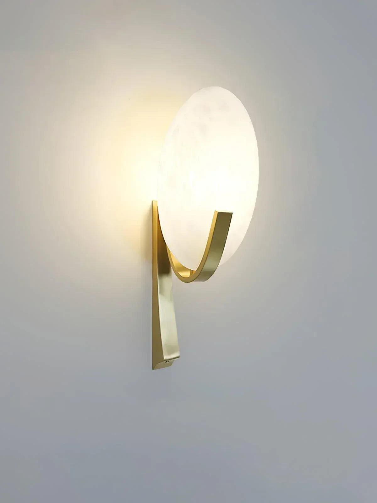 Illuminated Modern Oval Alabaster Art Glass Wall Sconce Studio Shot