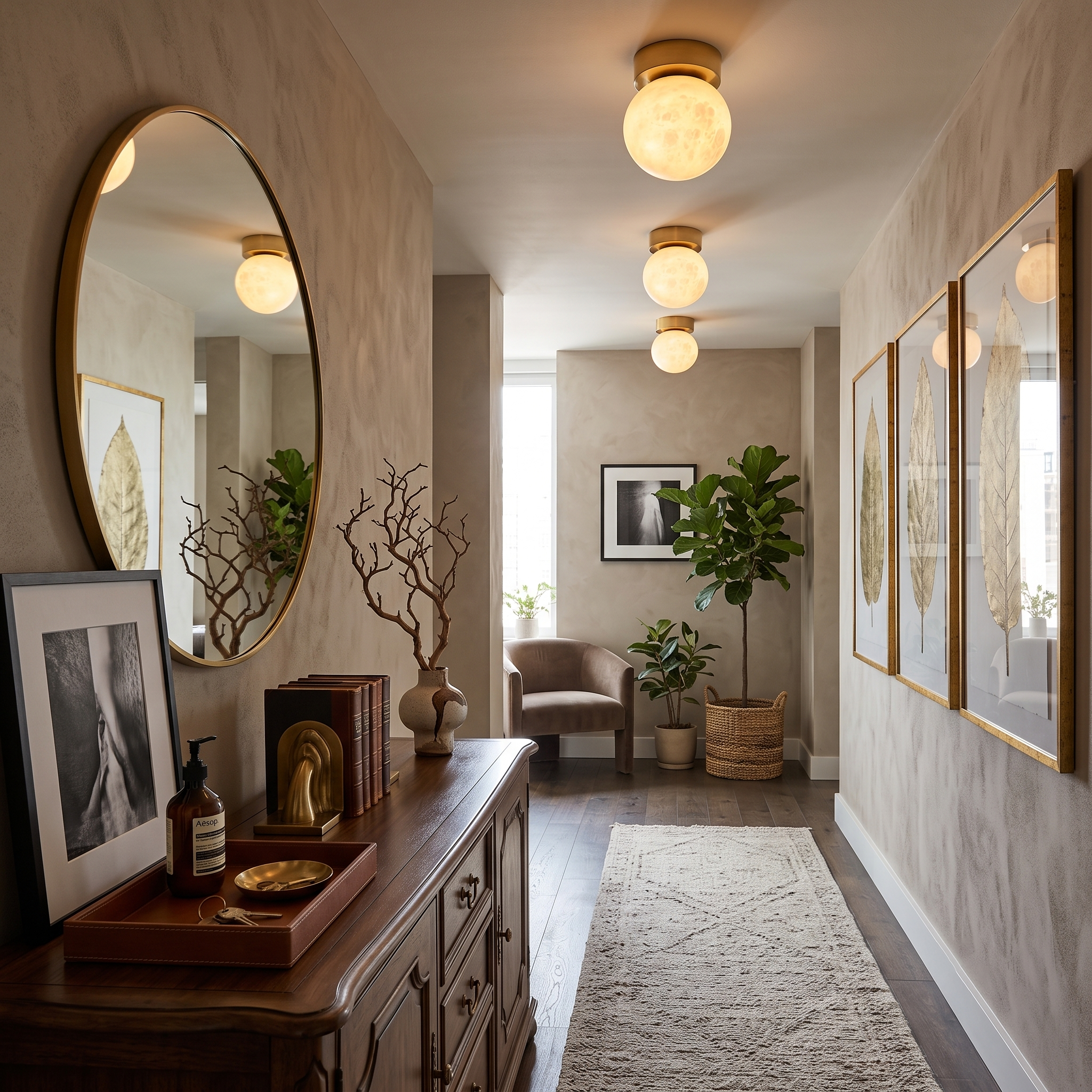 Selene Alabaster Globe Flush Mount