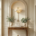 Semicircular Bowl Tether Alabaster Wall Lamp