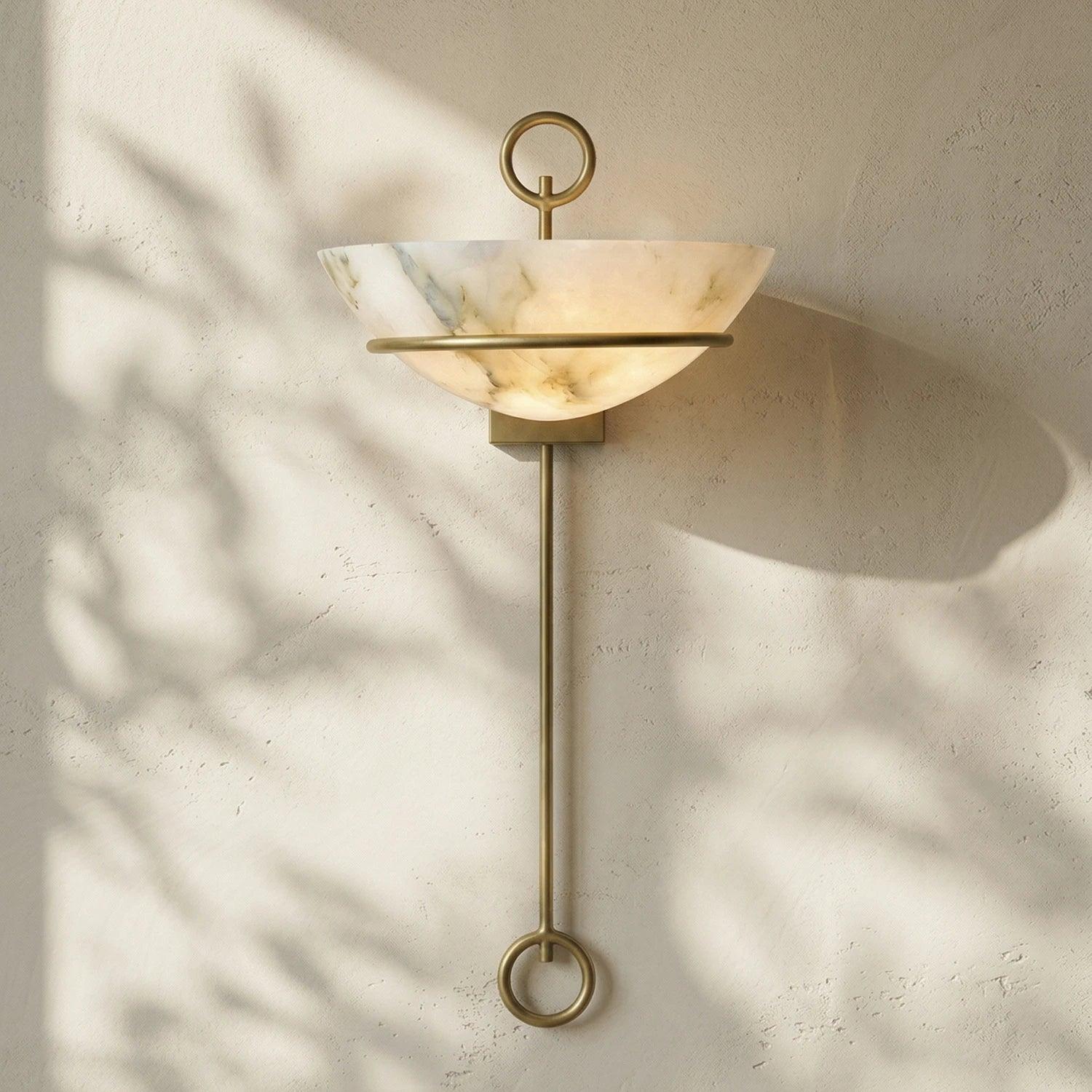 Semicircular Bowl Tether Alabaster Wall Lamp