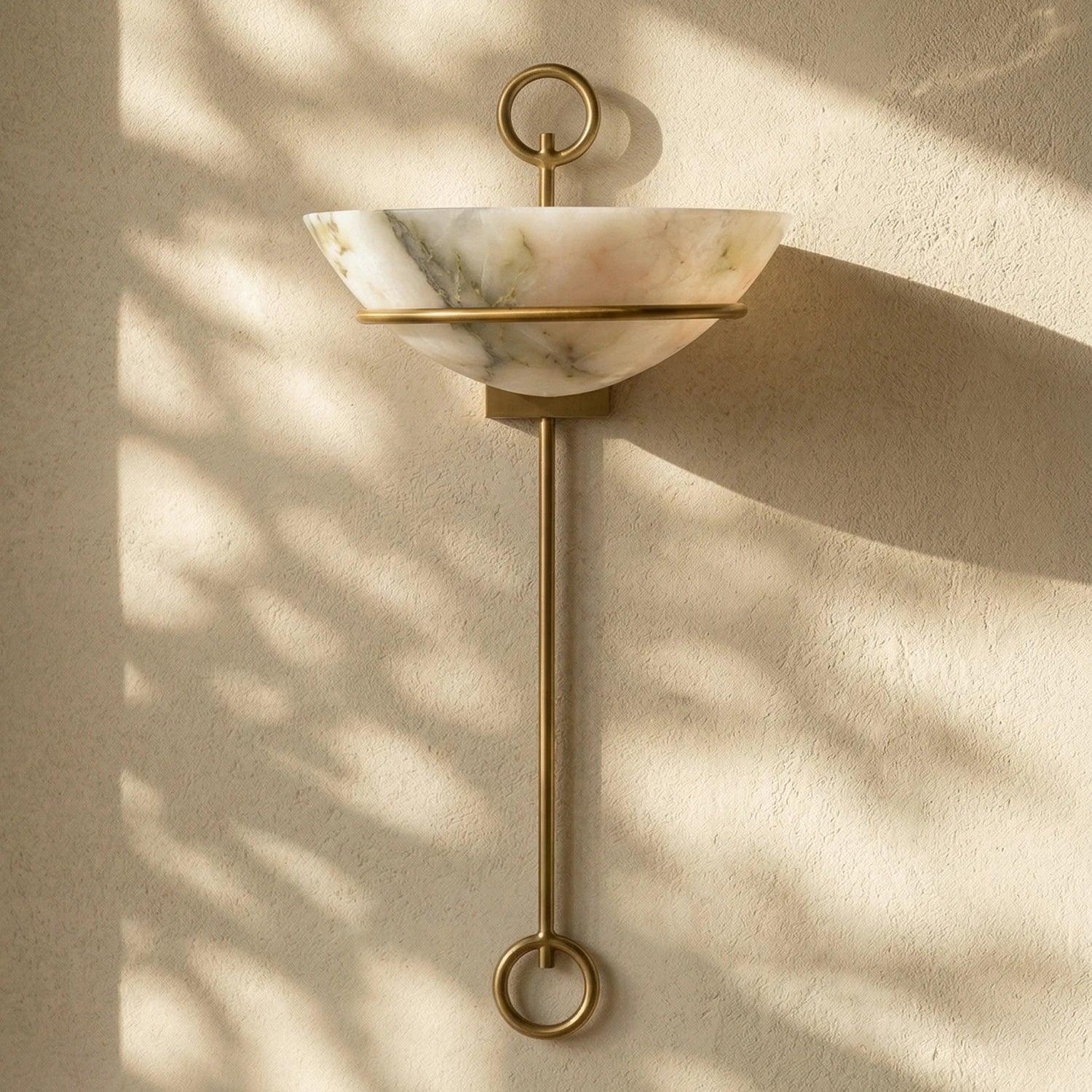 Semicircular Bowl Tether Alabaster Wall Lamp
