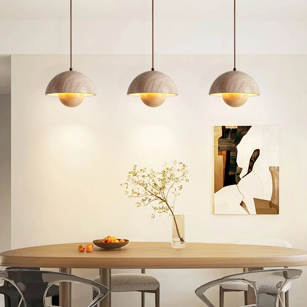 Semicircular Bud Travertine Pendant Lamp
