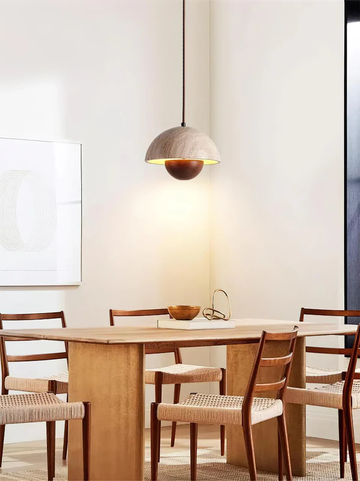 Semicircular Bud Travertine Pendant Lamp